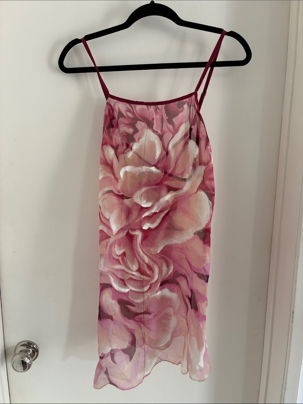 Rozae Nichols Floral Pink Slip Dress - Feminine Spaghetti-Strap Dress